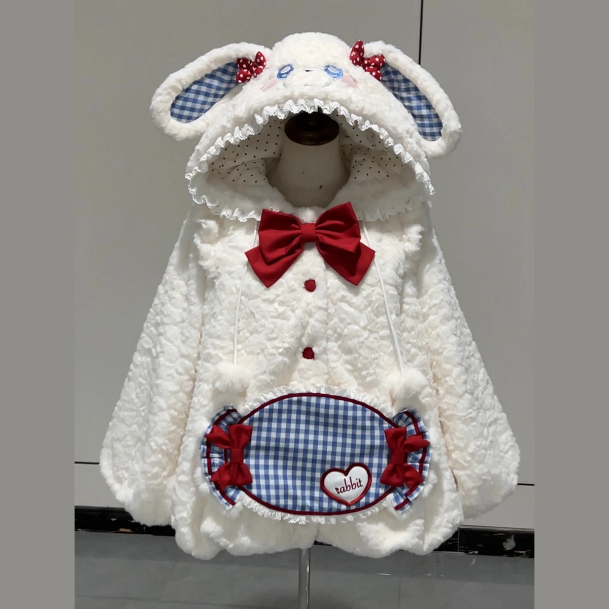 [Full Payment to Reserve] a Little Candy-Colored Sweet and Cute Plush Coat with Large Bunny Ears, Perfect for Autumn and Winter