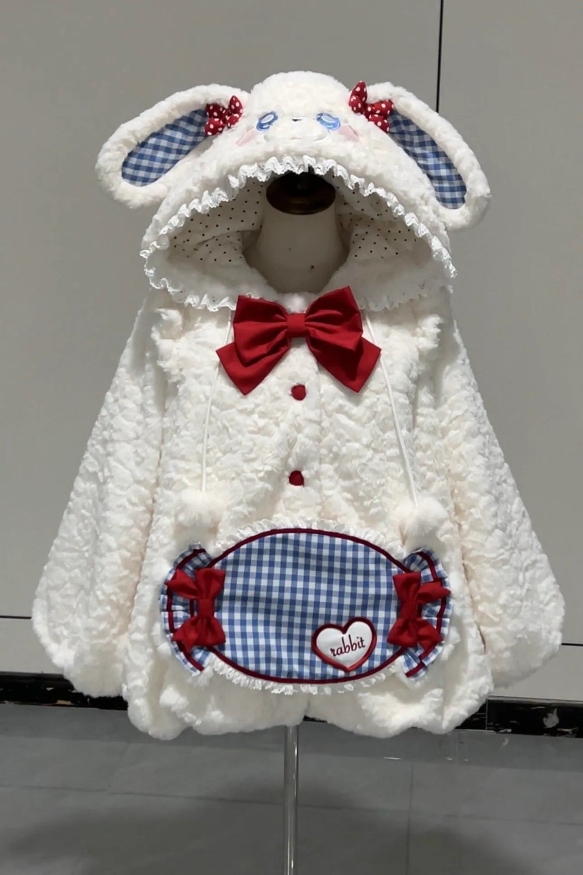 [Full Payment to Reserve] a Little Candy-Colored Sweet and Cute Plush Coat with Large Bunny Ears, Perfect for Autumn and Winter