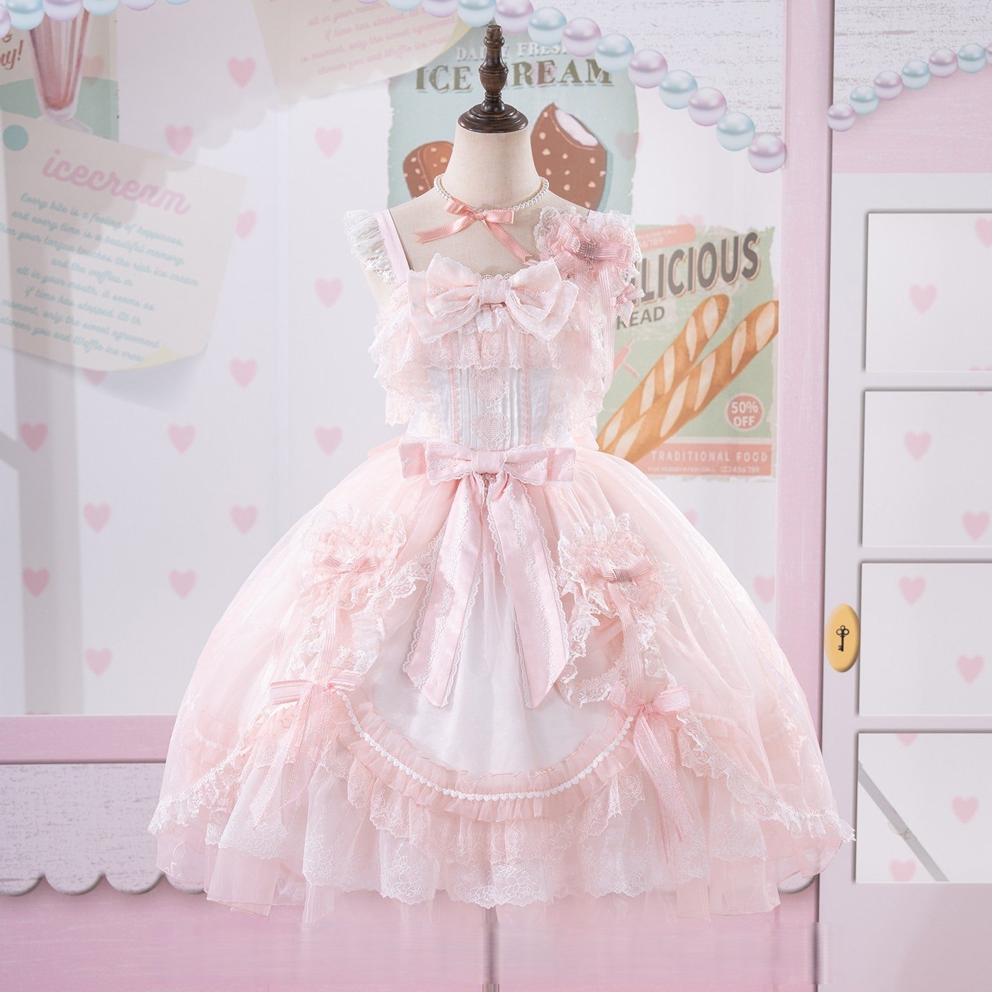 Candy Flavor Sweet Cute Lolita OP/JSK - LolitaEraPink JSKSCandy Flavor Sweet Cute Lolita OP/JSK