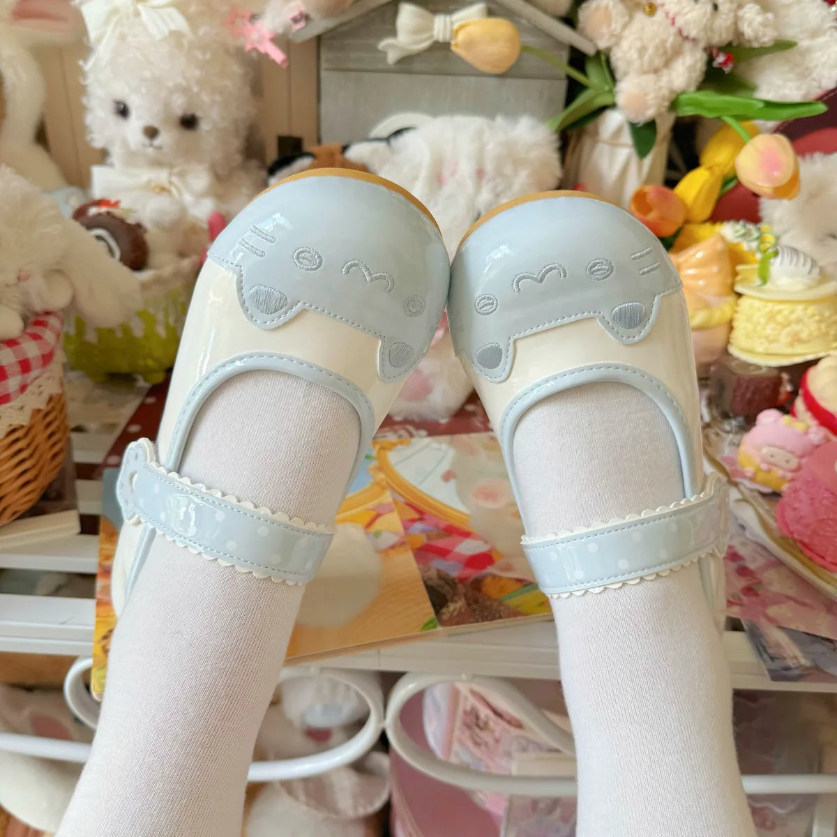 Kitten Biscuit Indoor Shoes 2026 New Summer Cute Flat Big-Toe Shoes Sweet Embroidery Japanese Lolita Shoes