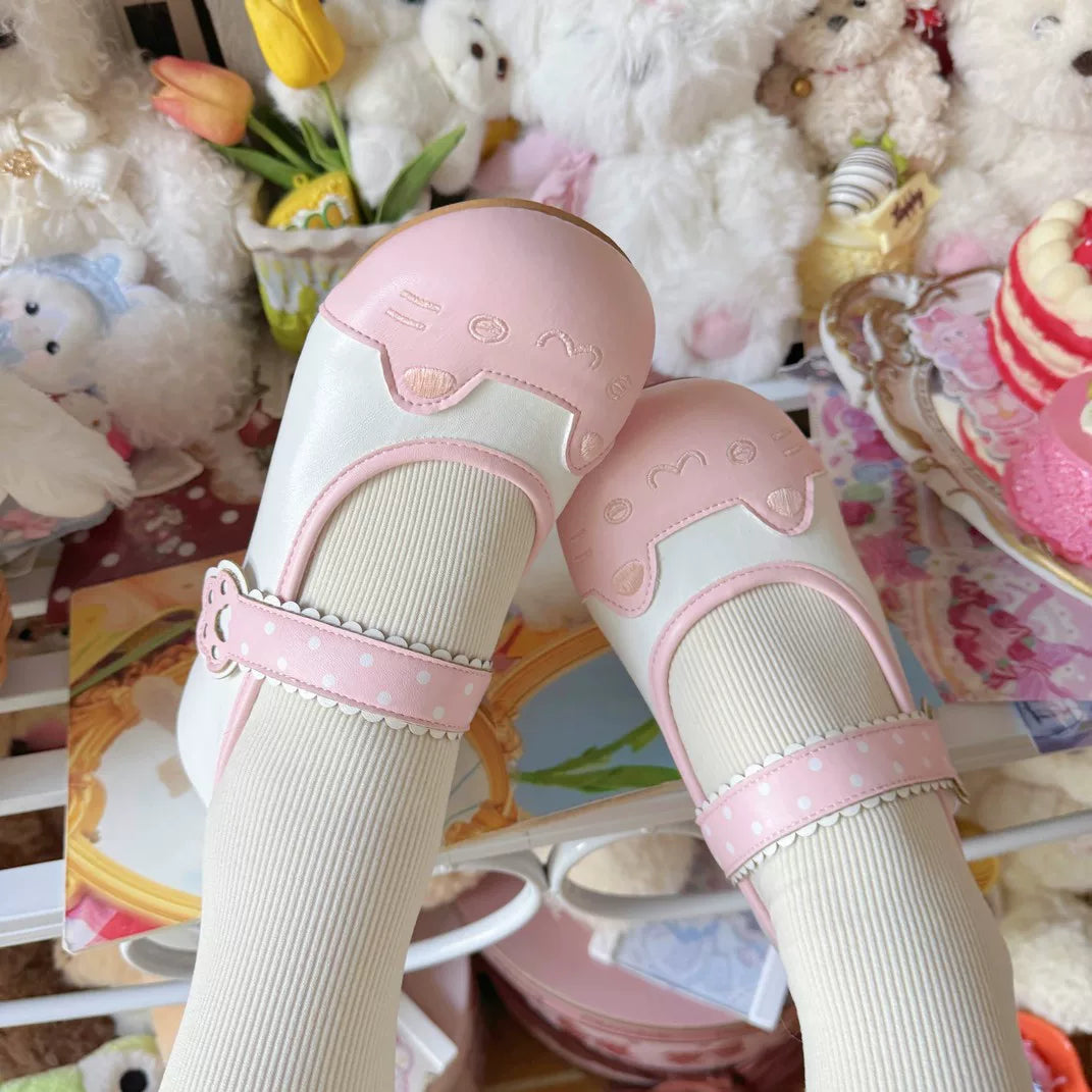 Kitten Biscuit Indoor Shoes 2026 New Summer Cute Flat Big-Toe Shoes Sweet Embroidery Japanese Lolita Shoes