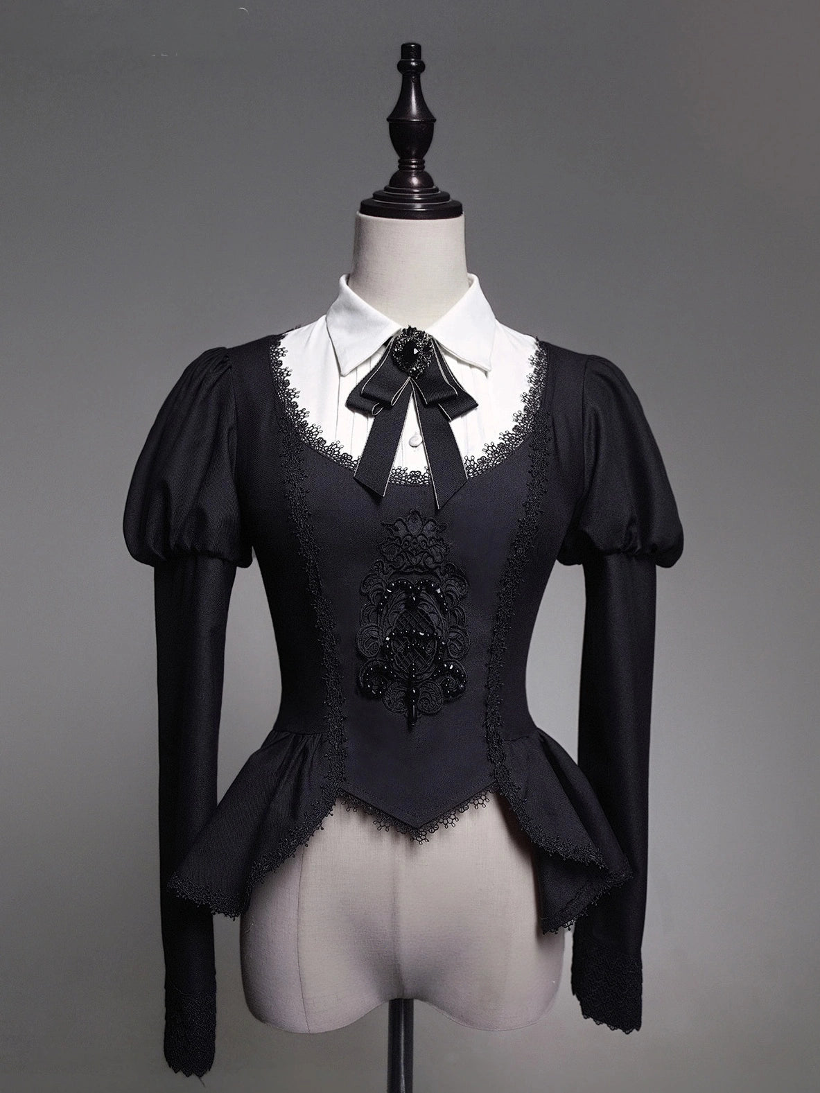 Stripe Diary Dark Academia Gothic Lolita Top and Skirt Set