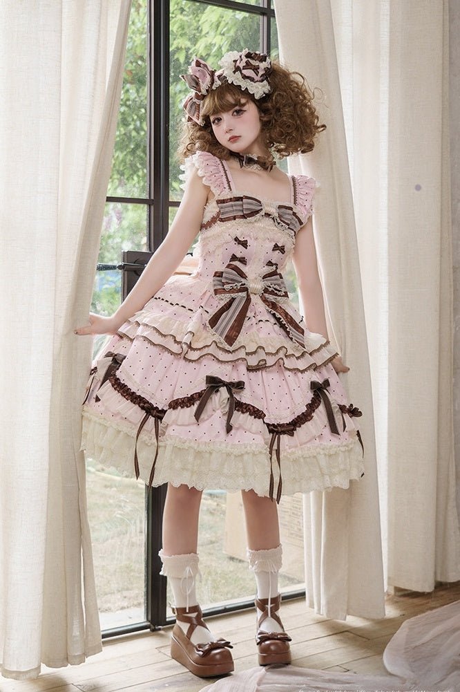 Chocolate Tart · Lolita JSK Dress LE1184 - LolitaEraPink JSKSChocolate Tart · Lolita JSK Dress LE1184