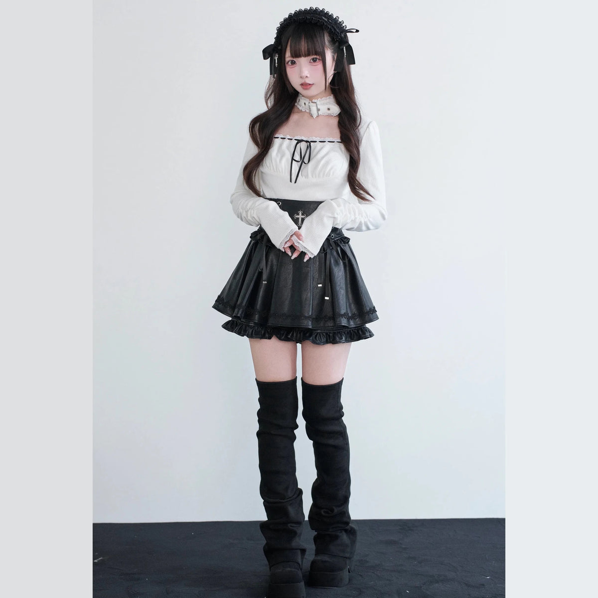 Choker Mass Produced Japanese Style Subculture Top & Skirt Set - LolitaEra