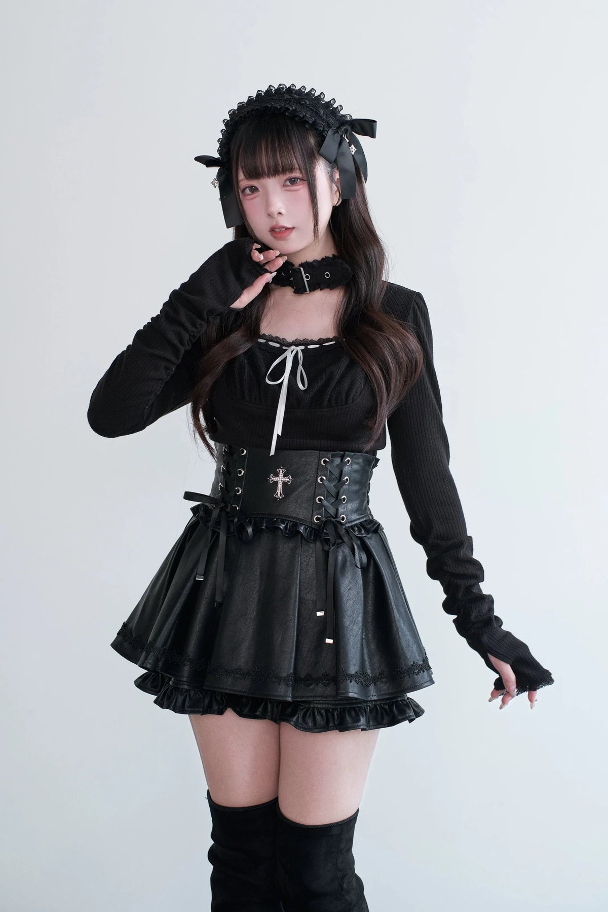 Choker Mass Produced Japanese Style Subculture Top & Skirt Set - LolitaEra