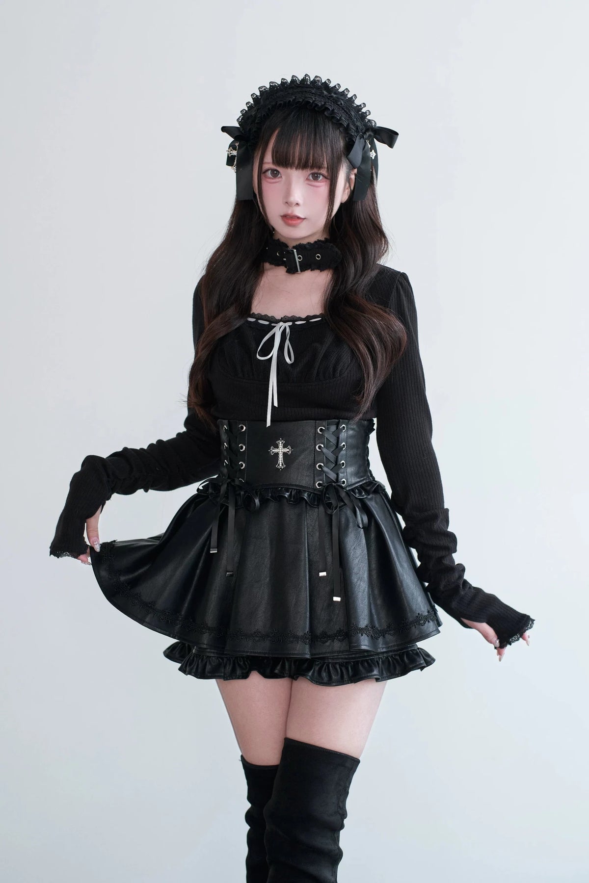 Choker Mass Produced Japanese Style Subculture Top & Skirt Set - LolitaEra