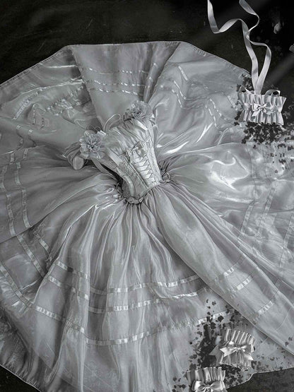 Lolita Silver White Satin Ballet Dress LC1010