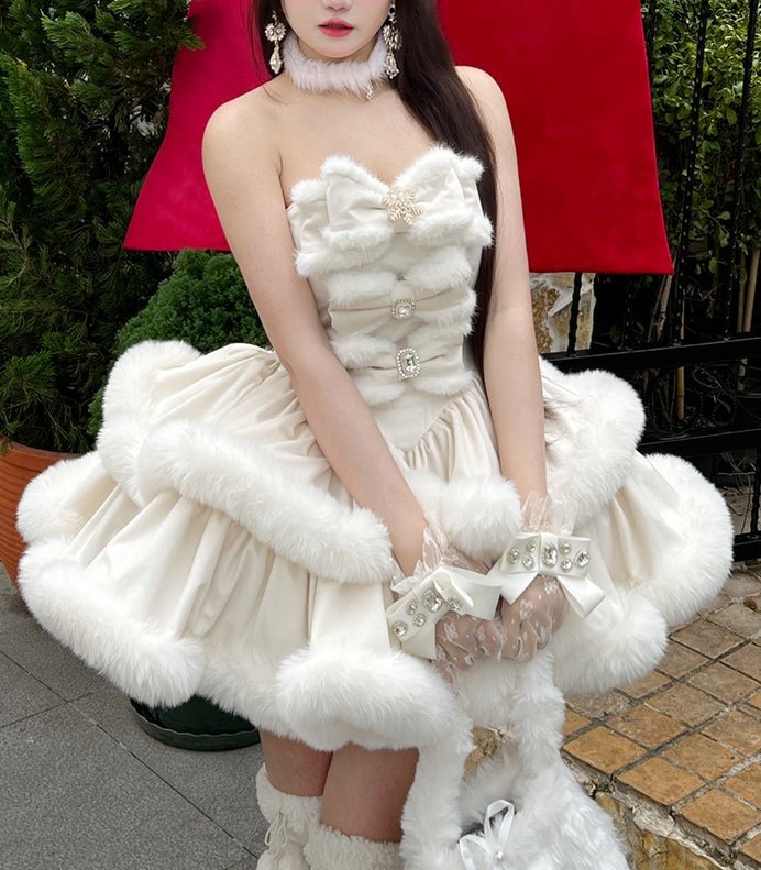 Christmas White Bunny Doll Dress - LolitaEraDress+CloakSChristmas White Bunny Doll Dress