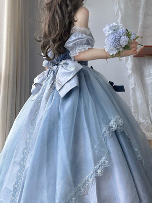 Cinderella's Escape at Dusk Elegant Lolita OP Dress LE1198 - LolitaEraBlue setSCinderella's Escape at Dusk Elegant Lolita OP Dress LE1198