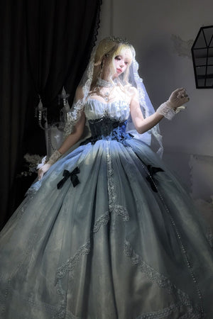 Cinderella's Escape at Dusk Elegant Lolita OP Dress LE1198 - LolitaEraBlue setSCinderella's Escape at Dusk Elegant Lolita OP Dress LE1198