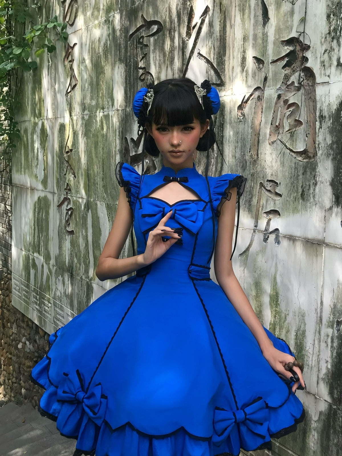 Cinnabar Decree Y2K J-Style Lolita Pitaya Red & Klein Blue JSK Dress - LolitaEra