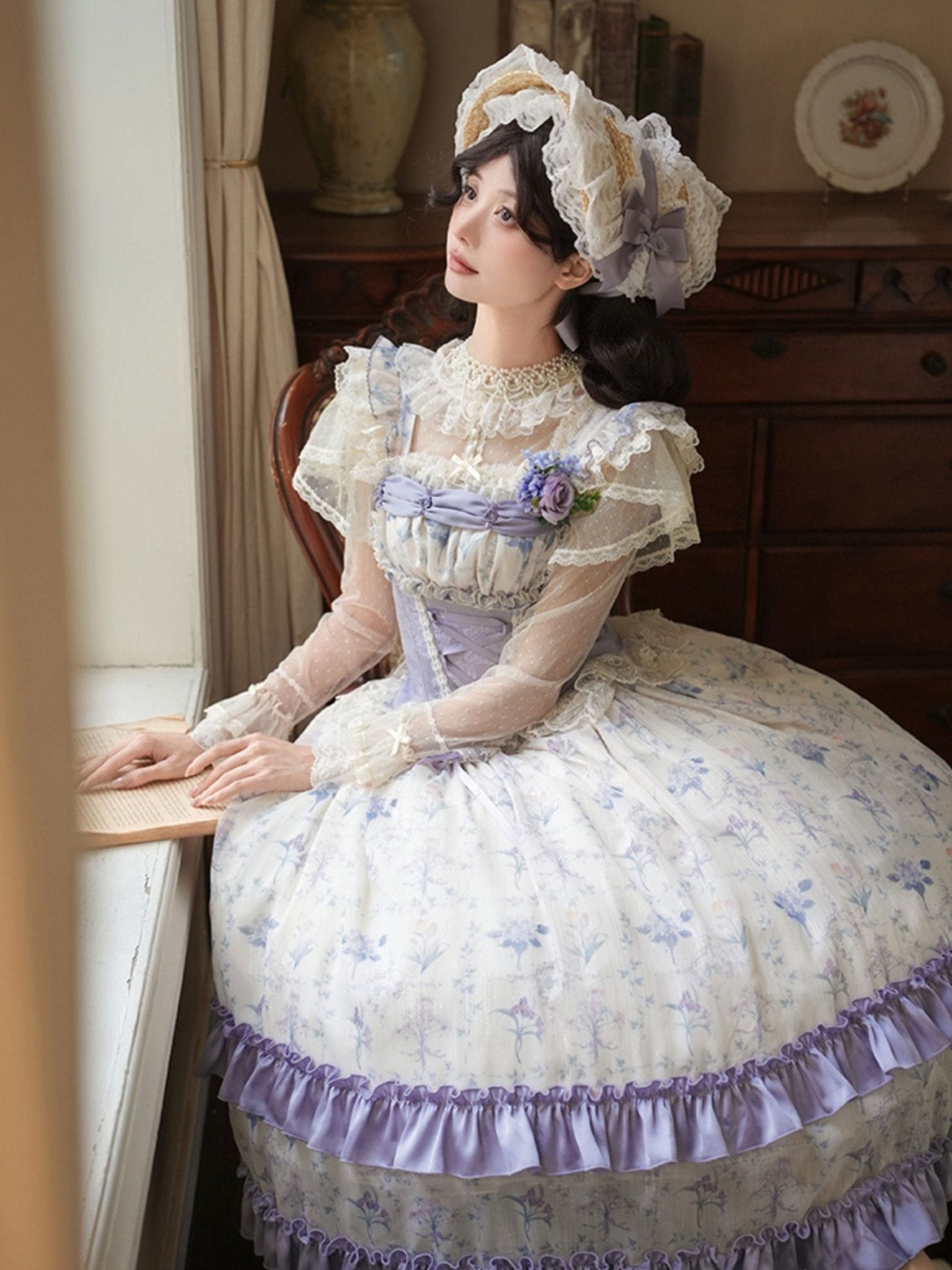 Classic Empire Waist OP Dress - LolitaEraFour - Piece JSK SetSClassic Empire Waist OP Dress