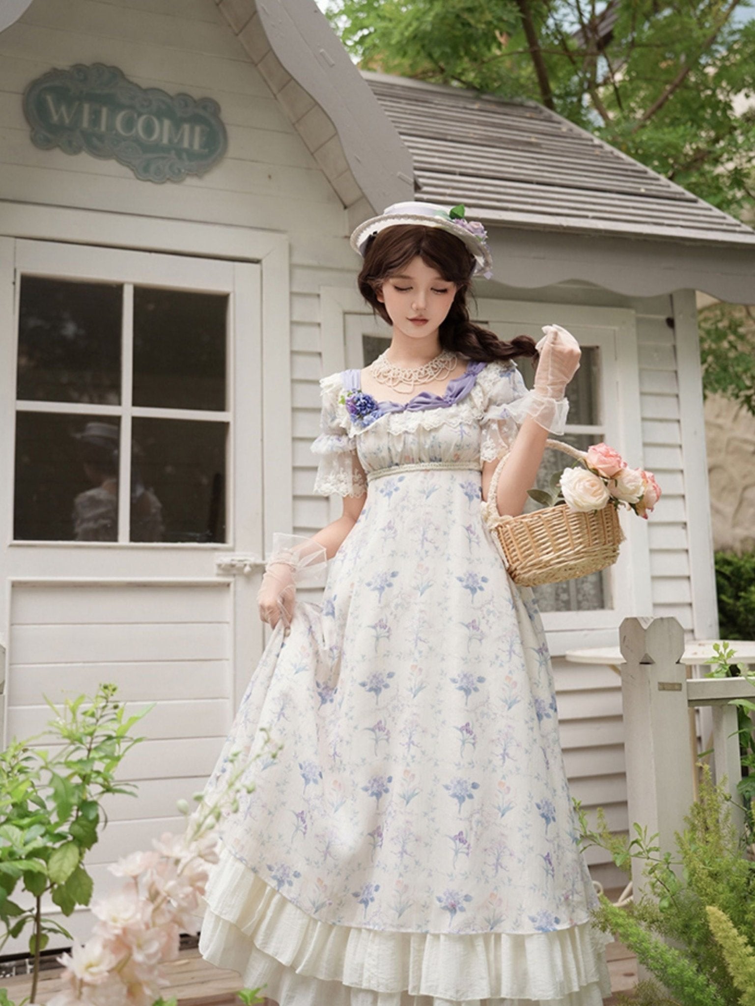 Classic Empire Waist OP Dress - LolitaEraFour - Piece JSK SetSClassic Empire Waist OP Dress