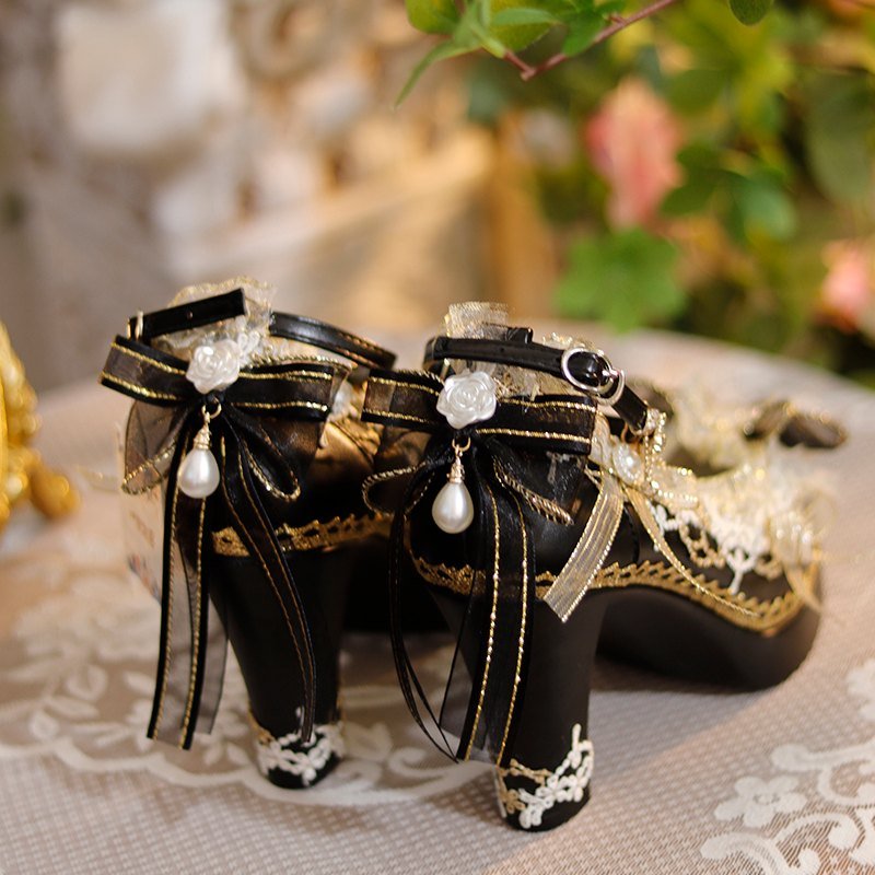 Classic Lolita Ornate Handmade Formal Heels - LolitaEraWhite 6cm35Classic Lolita Ornate Handmade Formal Heels