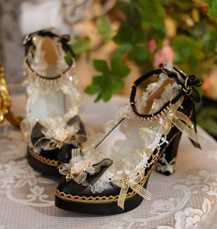 Classic Lolita Ornate Handmade Formal Heels - LolitaEraWhite 6cm35Classic Lolita Ornate Handmade Formal Heels