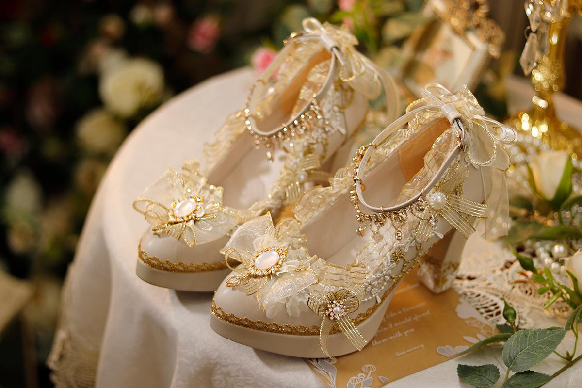 Classic Lolita Ornate Handmade Formal Heels - LolitaEraWhite 6cm35Classic Lolita Ornate Handmade Formal Heels