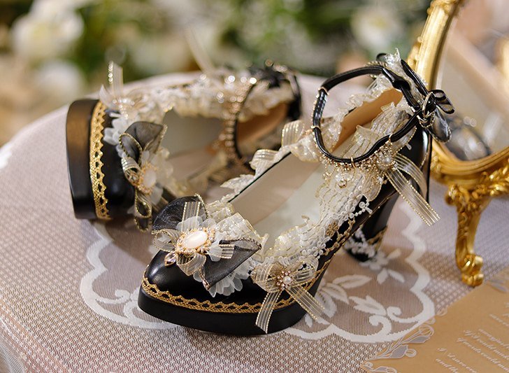 Classic Lolita Ornate Handmade Formal Heels - LolitaEraWhite 6cm35Classic Lolita Ornate Handmade Formal Heels