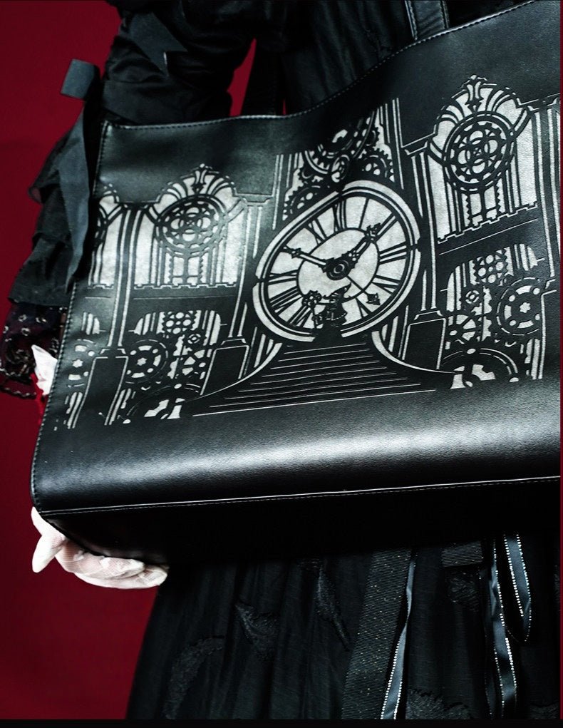 Clock Tower Sorceress Gothic Tote Bag 1216 - LolitaEraBlack SetClock Tower Sorceress Gothic Tote Bag 1216