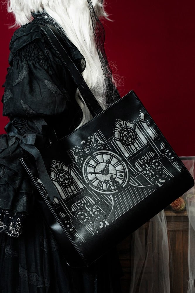 Clock Tower Sorceress Gothic Tote Bag 1216 - LolitaEraBlack SetClock Tower Sorceress Gothic Tote Bag 1216