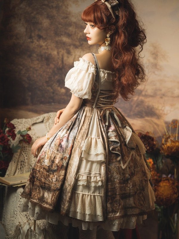 Cloria Oil Painting Style Royal JSK Set 1231 - LolitaEraBeige SetSCloria Oil Painting Style Royal JSK Set 1231