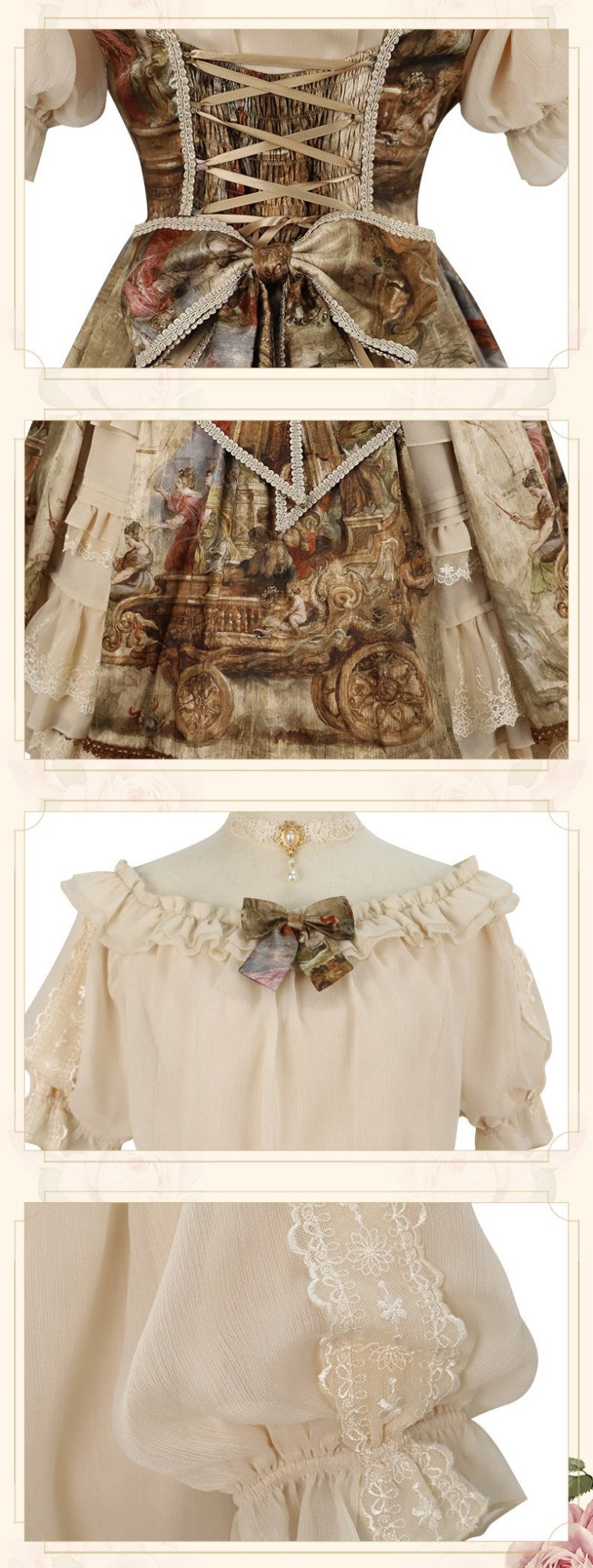 Cloria Oil Painting Style Royal JSK Set 1231 - LolitaEraBeige SetSCloria Oil Painting Style Royal JSK Set 1231