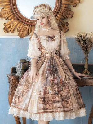 Cloria Oil Painting Style Royal JSK Set 1231 - LolitaEraBeige SetSCloria Oil Painting Style Royal JSK Set 1231