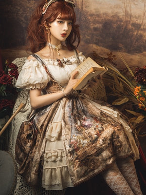 Cloria Oil Painting Style Royal JSK Set 1231 - LolitaEraBeige SetSCloria Oil Painting Style Royal JSK Set 1231