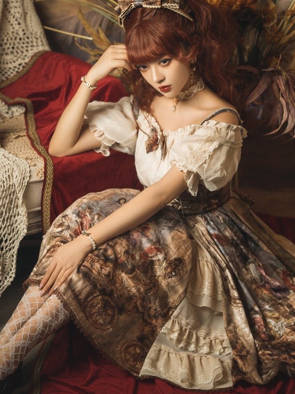Cloria Oil Painting Style Royal JSK Set 1231 - LolitaEraBeige SetSCloria Oil Painting Style Royal JSK Set 1231