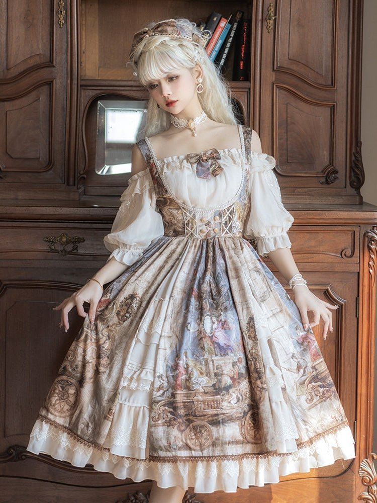 Cloria Oil Painting Style Royal JSK Set 1231 - LolitaEraBeige SetSCloria Oil Painting Style Royal JSK Set 1231