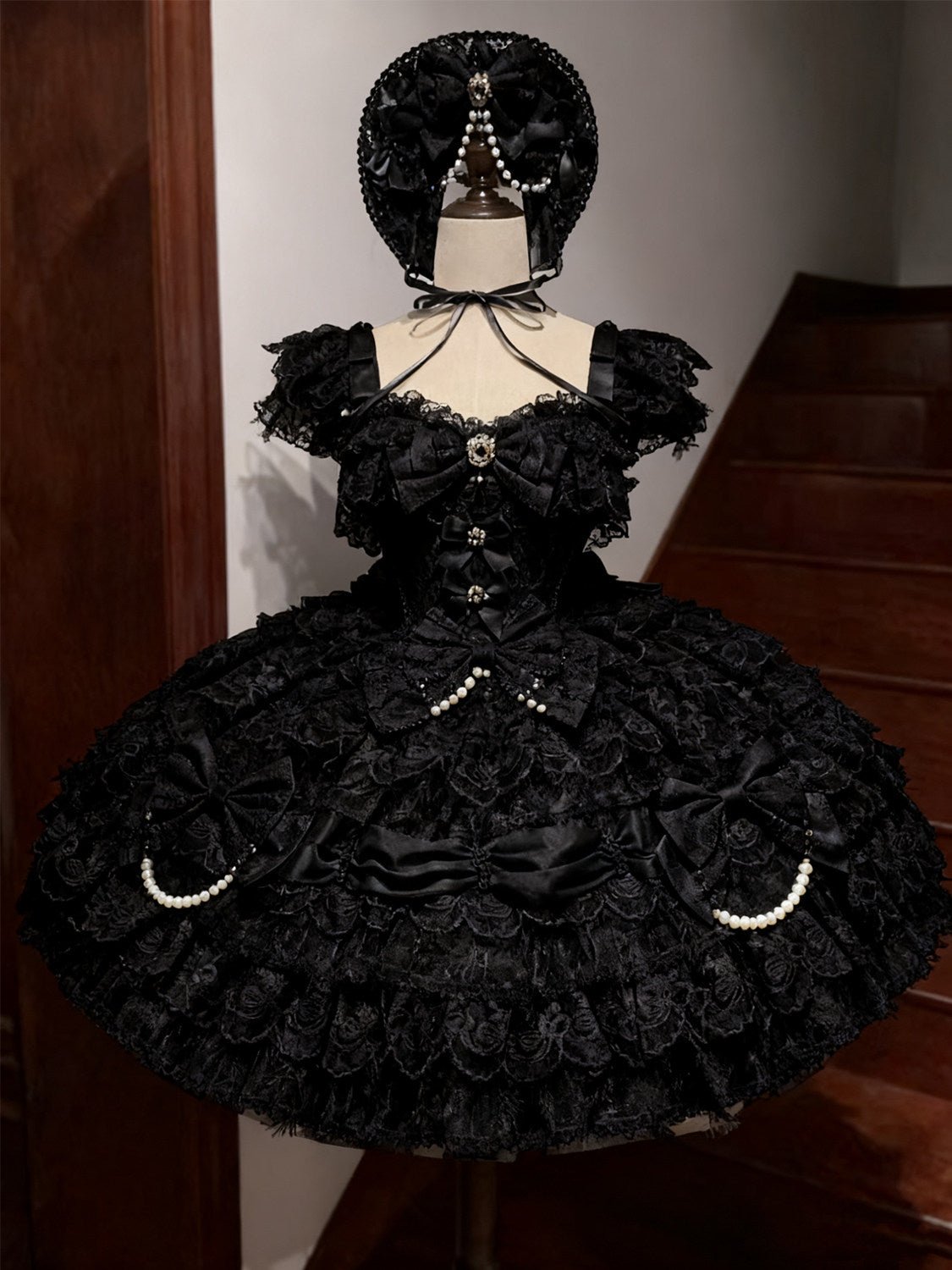 Cloud Snow Feather Black Kawaii Bridal Lolita Black Dress - LolitaEraBlack DressSCloud Snow Feather Black Kawaii Bridal Lolita Black Dress