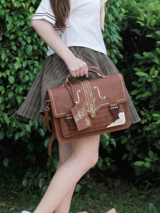 Cocolezi Chocolate Musical Note Embroidered Bag - LolitaEra