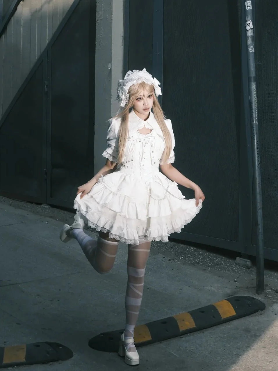 Contract Cross Gothic Black & White JSK - LolitaEraWhite JSKSContract Cross Gothic Black & White JSK