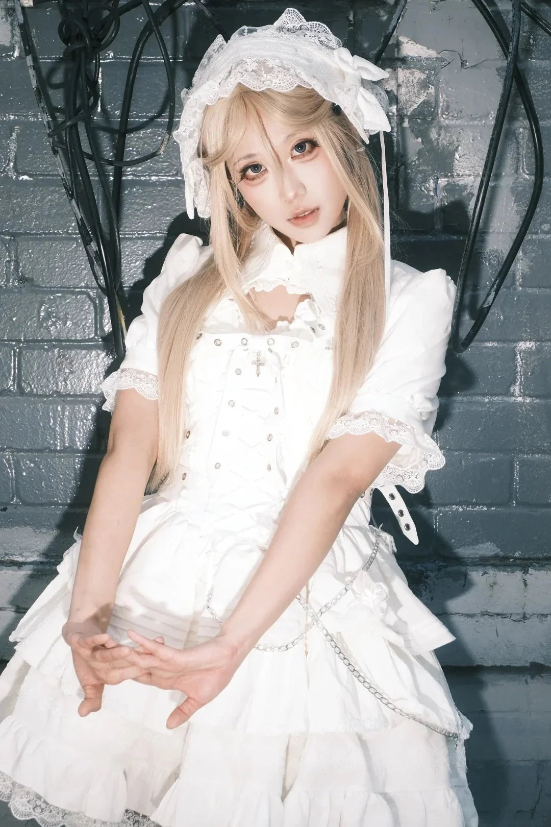 Contract Cross Gothic Black & White JSK - LolitaEraWhite JSKSContract Cross Gothic Black & White JSK