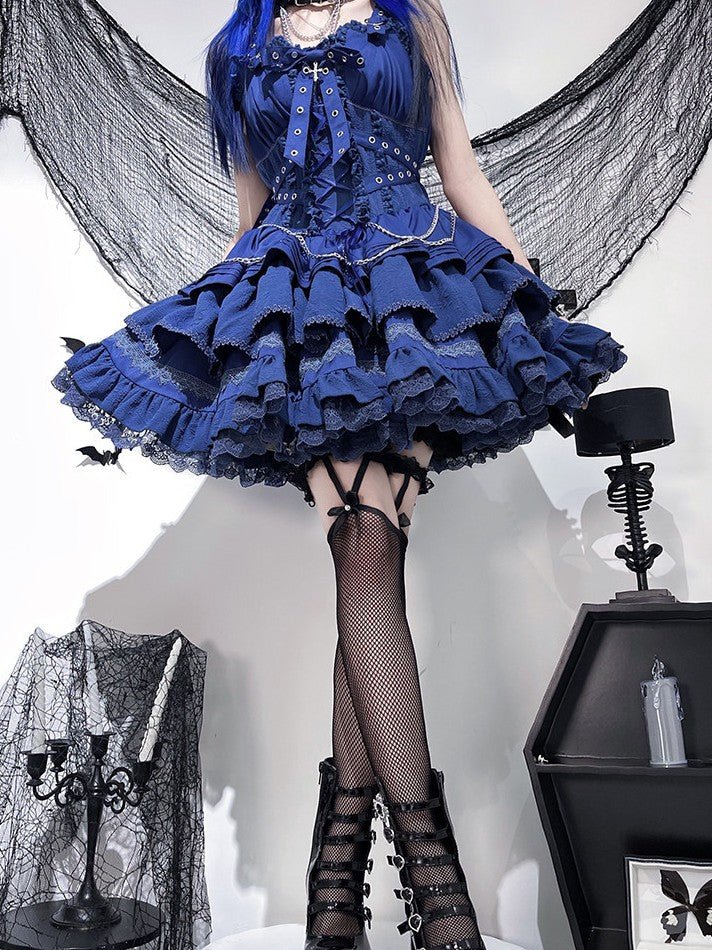 Contract Cross Gothic Blue Pink Purple JSK - LolitaEraPurple JSK + TopSContract Cross Gothic Blue Pink Purple JSK