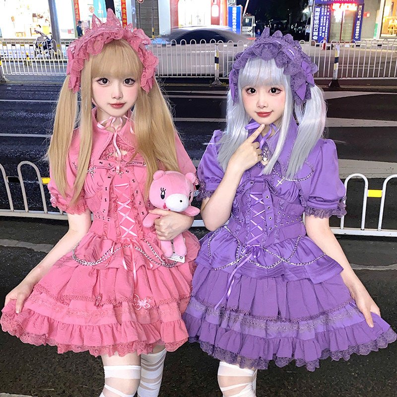 Contract Cross Gothic Blue Pink Purple JSK - LolitaEraBlueSContract Cross Gothic Blue Pink Purple JSK