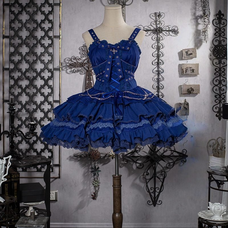 Contract Cross Gothic Blue Pink Purple JSK - LolitaEraBlueSContract Cross Gothic Blue Pink Purple JSK
