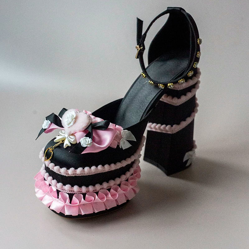[Creamy Dopamine] Hexagram Lolita Sweet Spicy Girl Y2K Sky-High Heel Rotating Tiger Lo