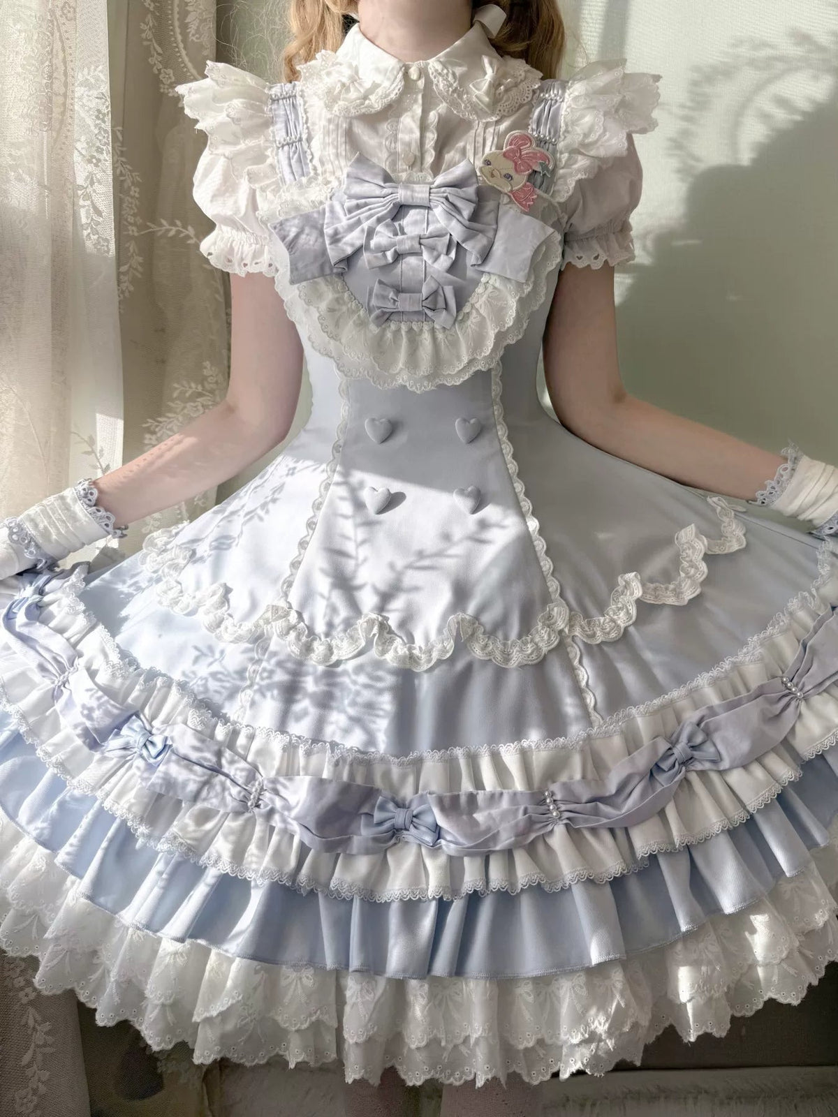 Cream Fondant Sweet Pink Retro 6-Panel Cut Original Lolita JSK - LolitaEra