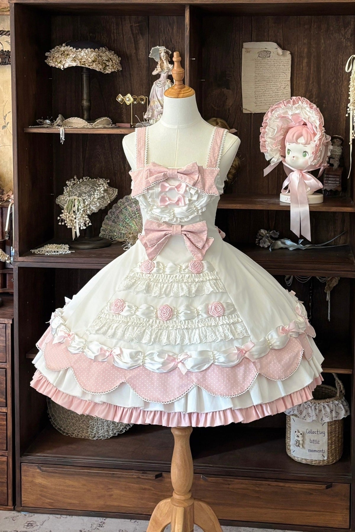 Cream Piping Cake Vintage Old-School Sweet Lolita Dress - LolitaEra