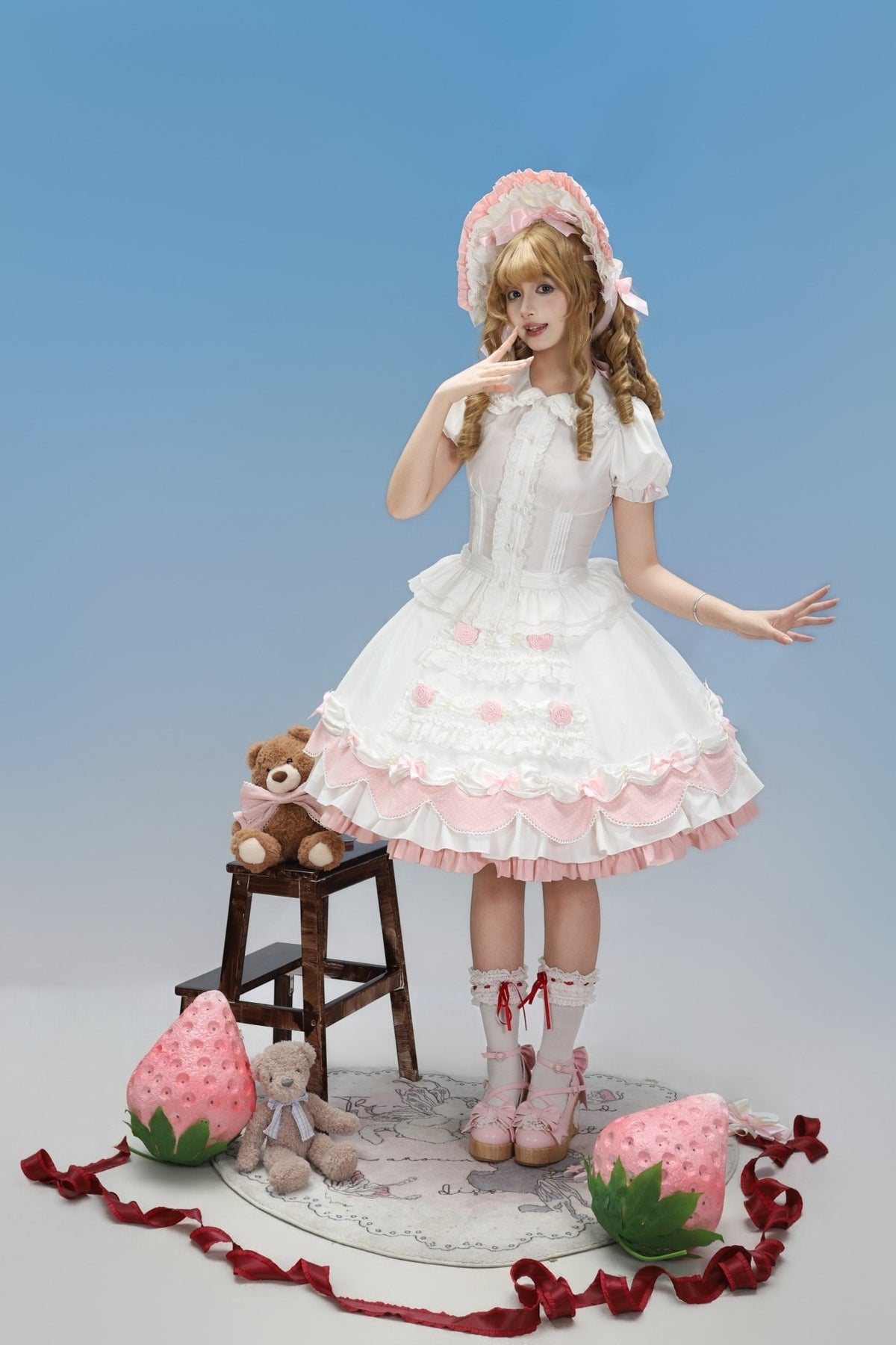 Cream Piping Cake Vintage Old-School Sweet Lolita Dress - LolitaEra