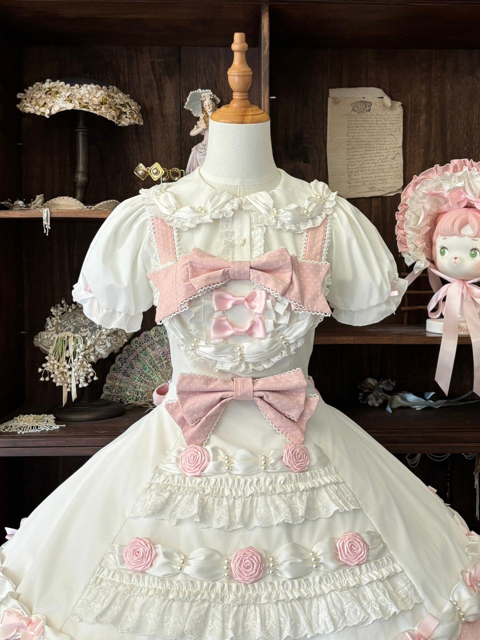 Cream Piping Cake Vintage Old-School Sweet Lolita Dress - LolitaEra