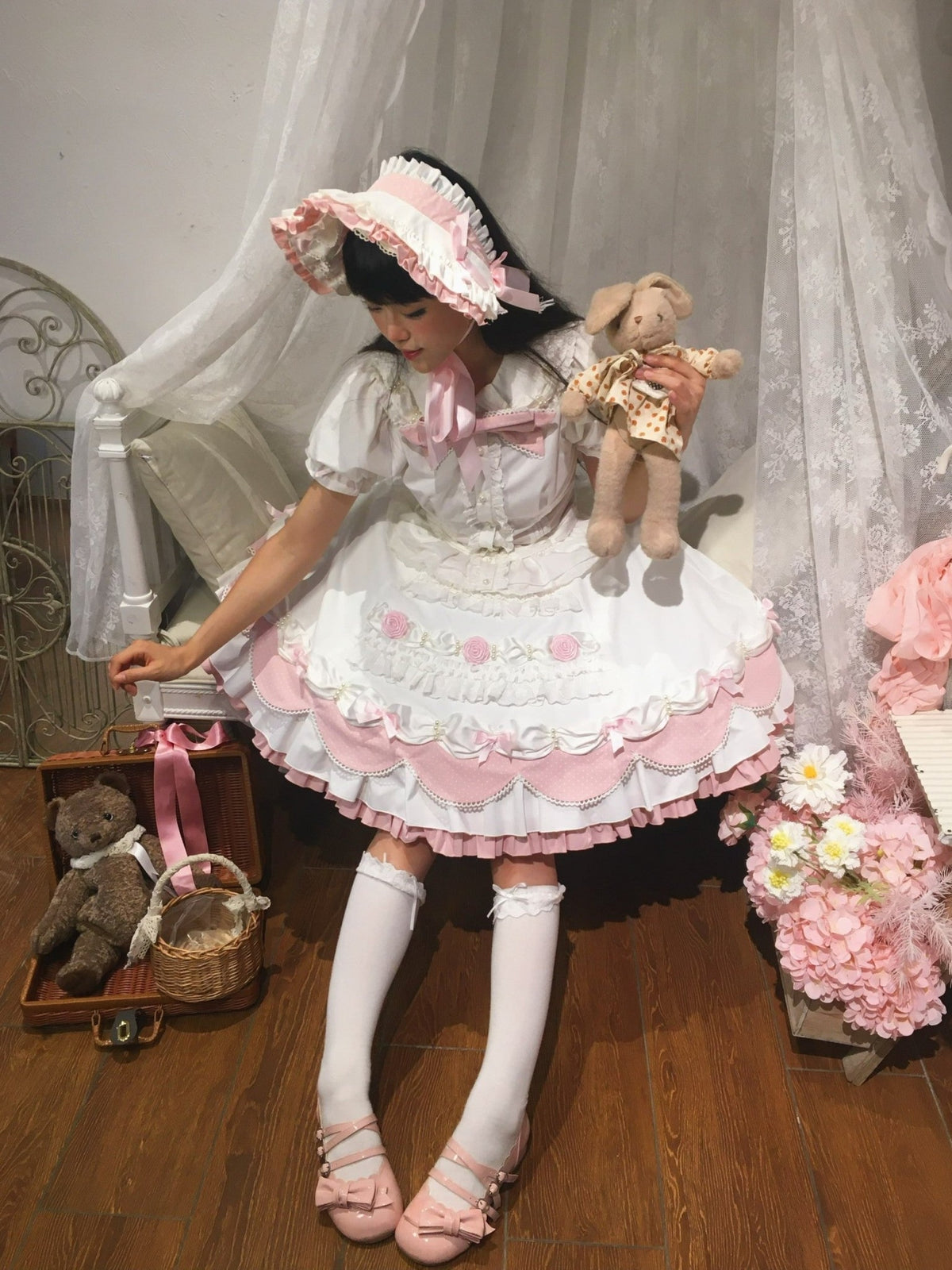 Cream Piping Cake Vintage Old-School Sweet Lolita Dress - LolitaEra