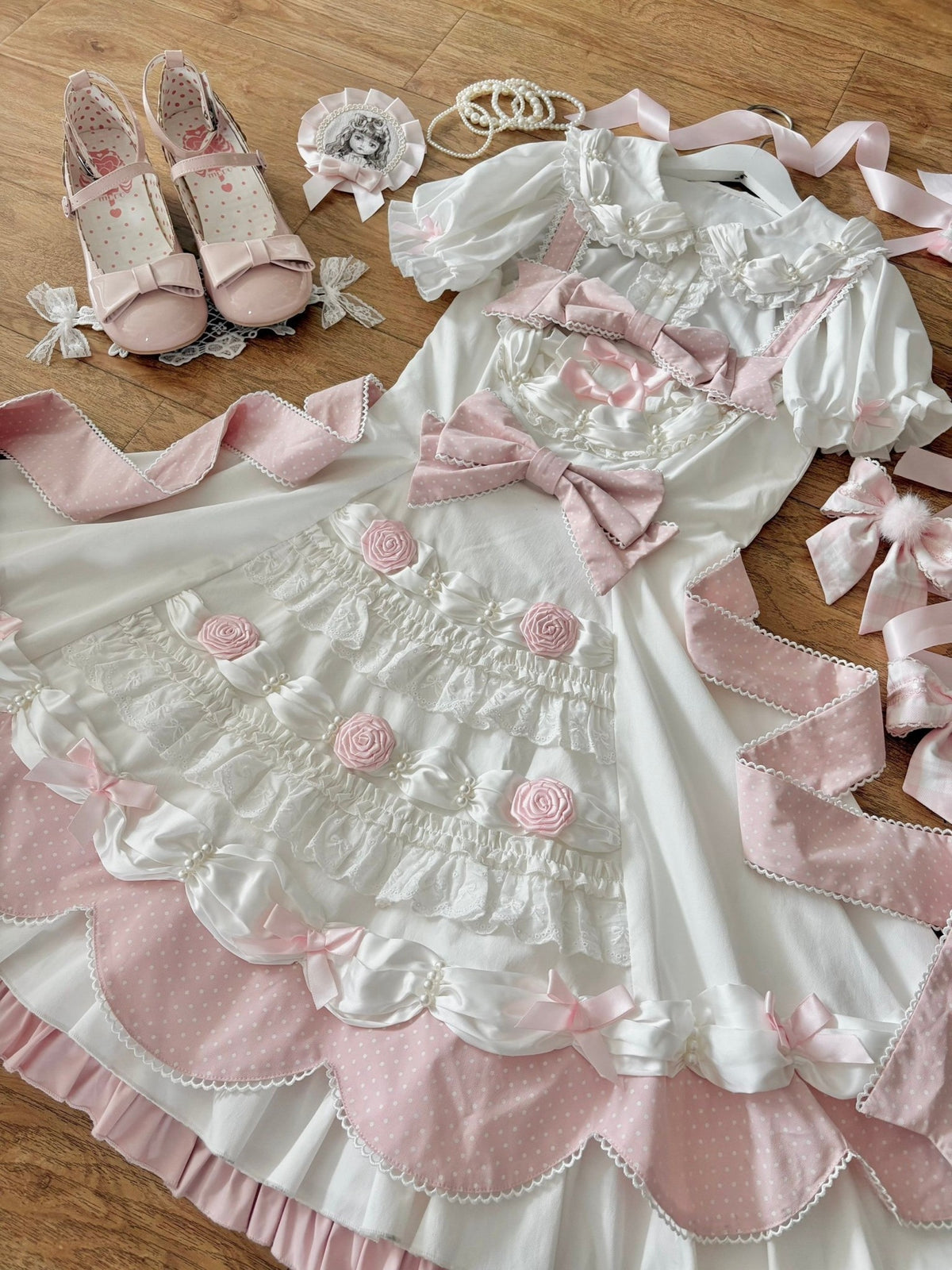 Cream Piping Cake Vintage Old-School Sweet Lolita Dress - LolitaEra