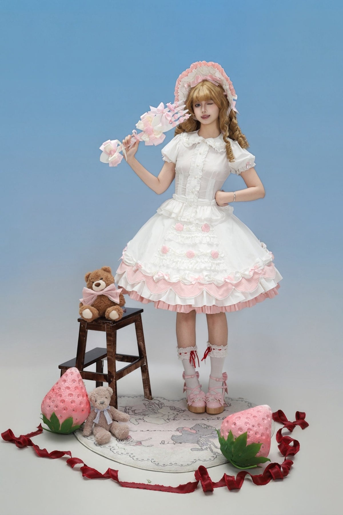 Cream Piping Cake Vintage Old-School Sweet Lolita Dress - LolitaEra