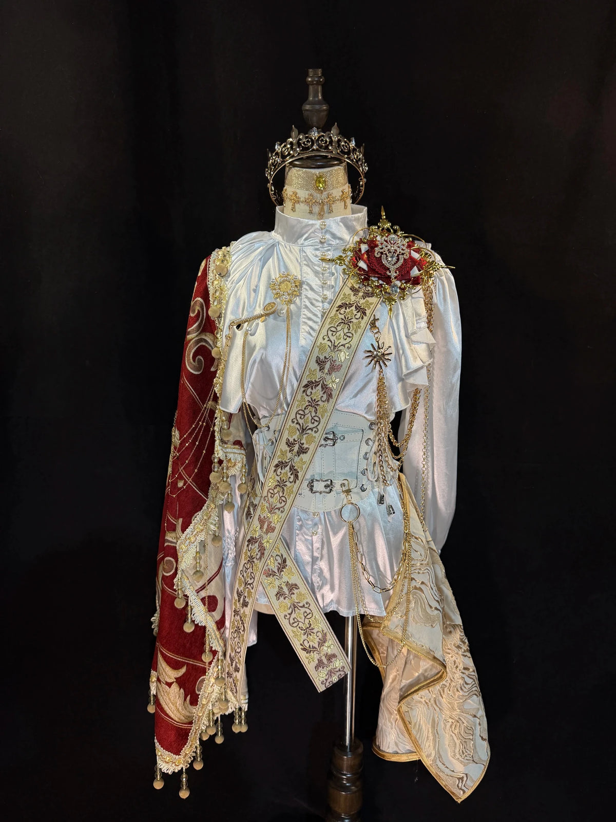 Crimson Coronation Dark Gothic Prince Lolita Shawl and Shirt Set - LolitaEra
