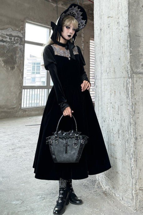 Cross Bat Gothic Subculture Lolita Handbag Crossbody Bag 1220 - LolitaEraBlack SetCross Bat Gothic Subculture Lolita Handbag Crossbody Bag 1220