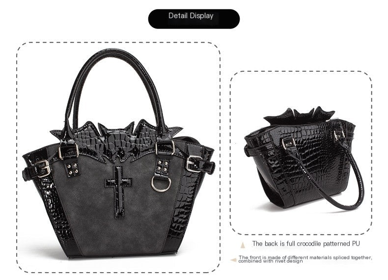 Cross Bat Gothic Subculture Lolita Handbag Crossbody Bag 1220 - LolitaEraBlack SetCross Bat Gothic Subculture Lolita Handbag Crossbody Bag 1220