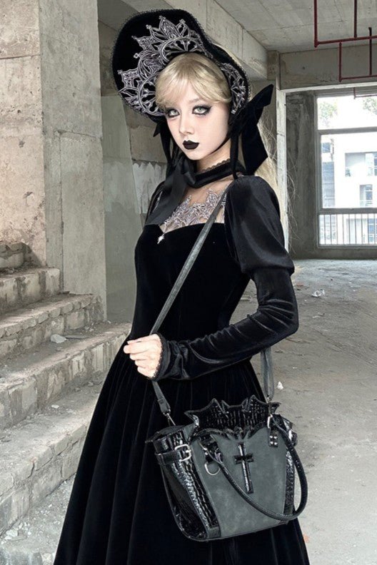 Cross Bat Gothic Subculture Lolita Handbag Crossbody Bag 1220 - LolitaEraBlack SetCross Bat Gothic Subculture Lolita Handbag Crossbody Bag 1220