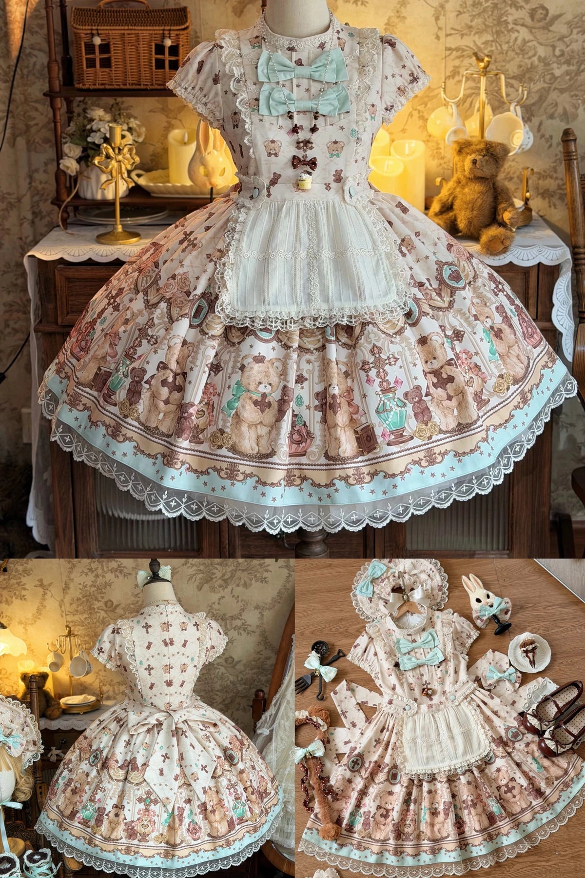 Cross Bear Sweet Vintage Original Lolita JSK and OP Dress Series - LolitaEra