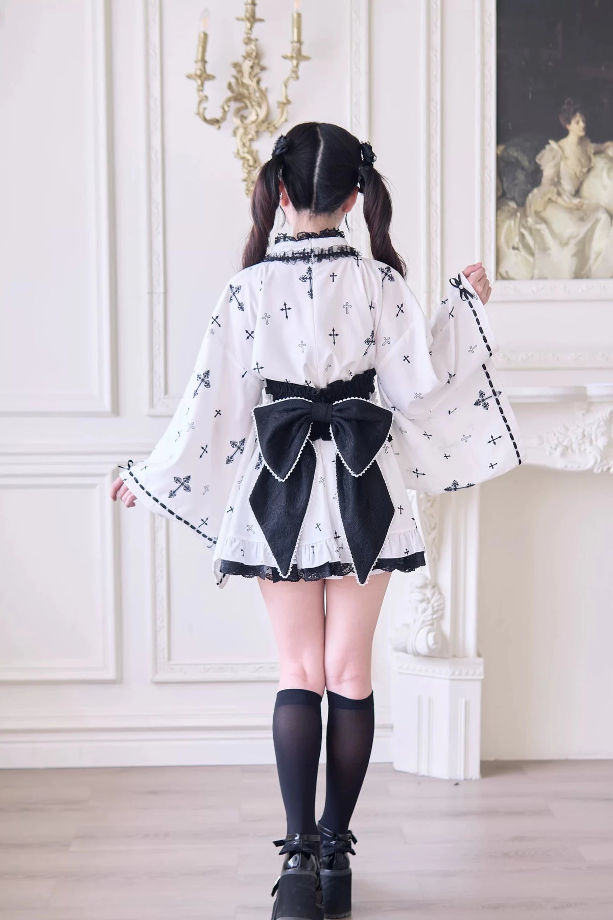 Cross Covenant Japanese Light Gothic Mass Produced Yukata Set - LolitaEra
